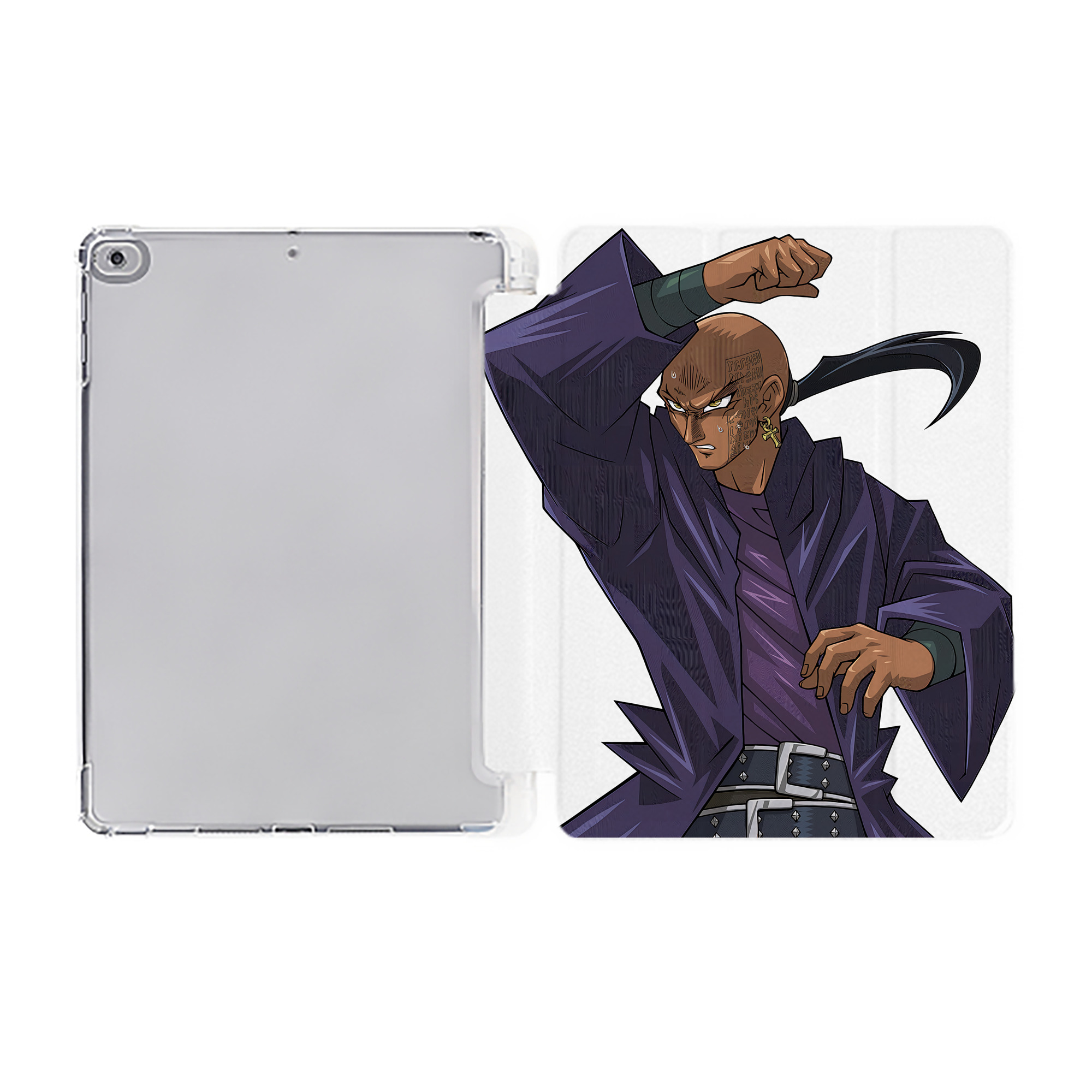 （画像用） 遊☆戯☆王 Yu-Gi-Oh! IPad ケース ペン収納付き 三つ折りスタンド PUレザー×シリコン 対応機種9.5/10.5/10.9インチ
